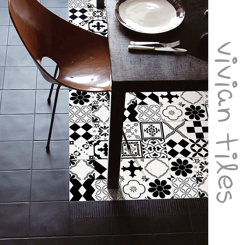 Manufacturer direct marketing imitation ancient black white flower sheet living-room Makeup Room Floor Tiles Art Small Flower Brick 300300