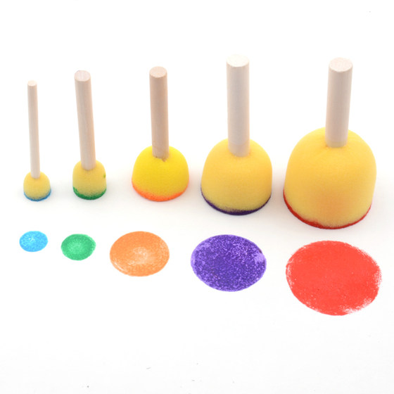 Children's art materials sponge painting brush graffiti painting tool mushroom head seal student hand rubbing stick set