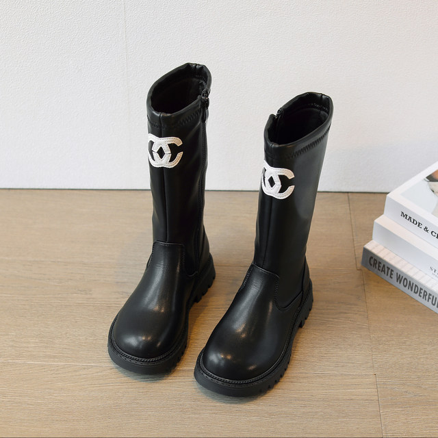Girls boots 2022 autumn and winter new girls plus velvet fashion boots British style ins small fragrance style children's high boots