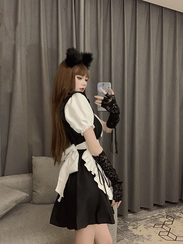 Đồ Chơi Cosplay Hầu Gái Đồng Nhất Trọn Bộ Hàng Ngày Gothic Đầm Nữ Tay Phồng Pussycat Búp Bê Dạo Phố Váy