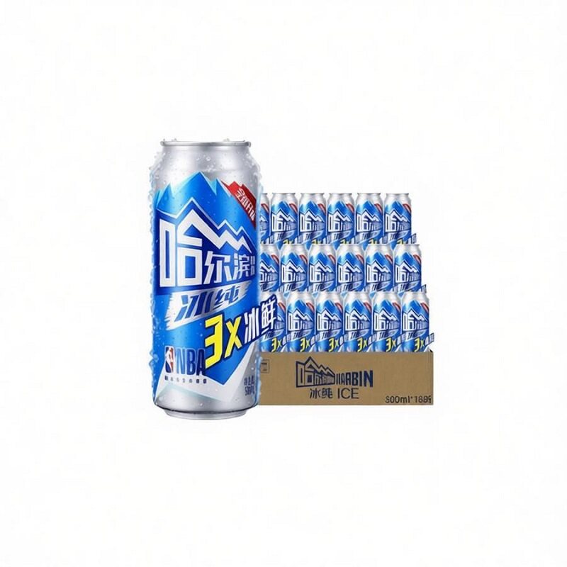 47元!哈尔滨冰纯啤酒500ml*18听