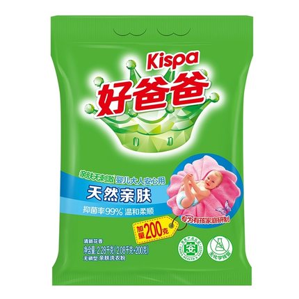 好爸爸洗衣粉天然亲肤温和抑菌洗衣液家用实惠正品2.08kg+200g