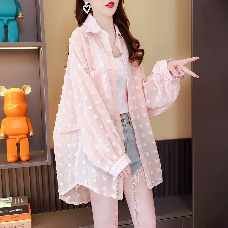 Chiffon Sun Protection Shirt Jacket for Women, Mid-Length, 2023 New Style, Summer, Stylish, Age-Reducing Design, Loose Top