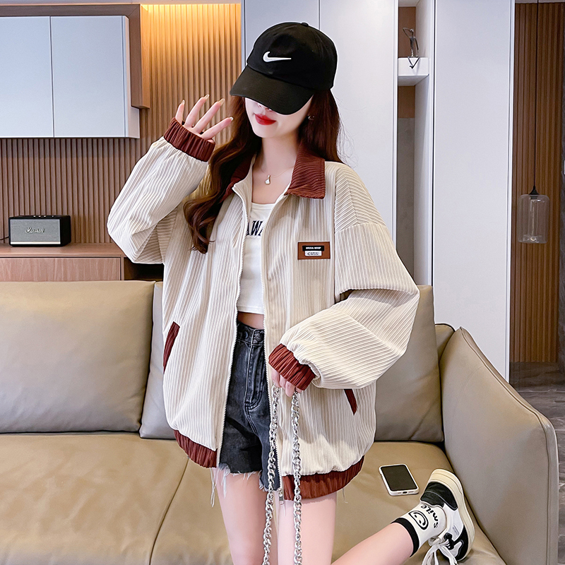This Year's Popular Corduroy Retro Jacket for Girls, Spring and Autumn 2024 New Style, Student Korean Version, Loose and Versatile Jacket