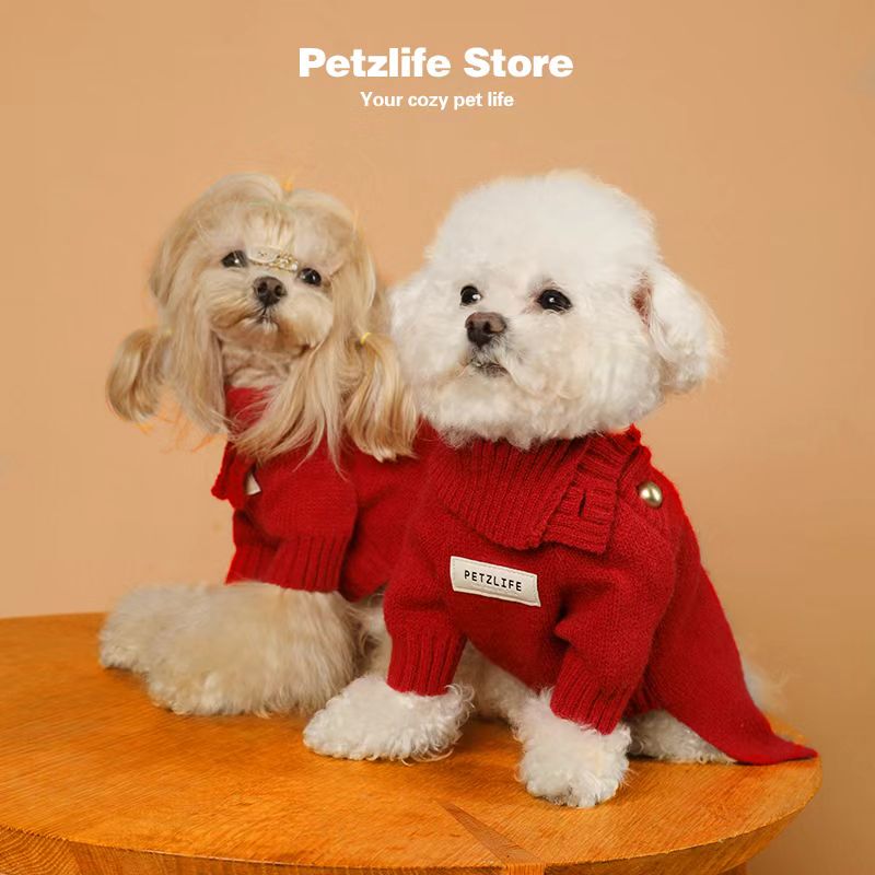 2026 Autumn Dog Clothes, Puppy Clothes, Teddy Bichon Schnauzer Festive Red Sweater Pet Clothes 2026 Autumn Dog Clothes, Puppy Clothes, Teddy Bichon Schnauzer Festive Red Sweater Pet Clothes