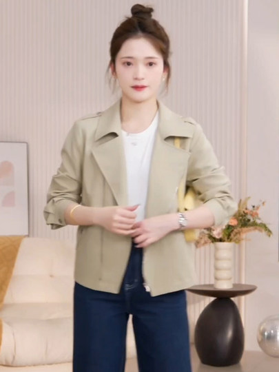 小个子女士外套短款风衣新款韩版春秋款网红外套修身夹克休闲百搭