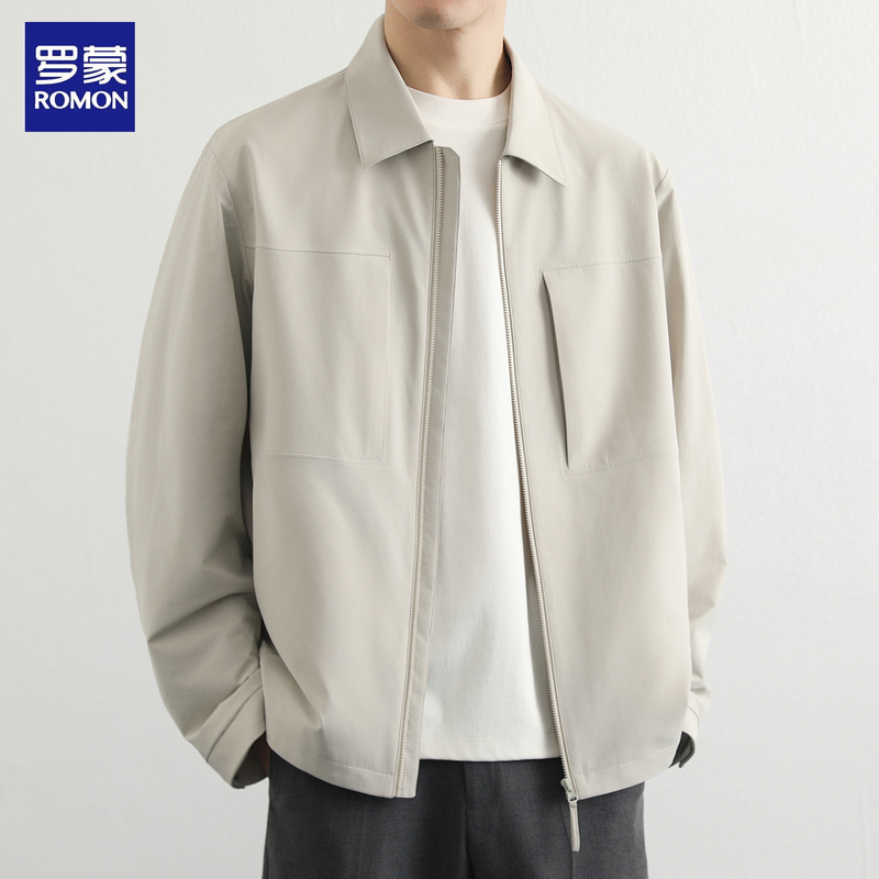 Romon American-Style Lapel Jacket for Men, New Spring and Autumn Workwear Top, Casual Commuting, High-End Thin Coat