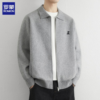 Romon lapel knitted cardigan jacket ຜູ້ຊາຍພາກຮຽນ spring ແລະດູໃບໄມ້ລົ່ນ sweater ໃຫມ່ວ່າງ zipper sweater ເສື້ອ jacket ລະດັບສູງ