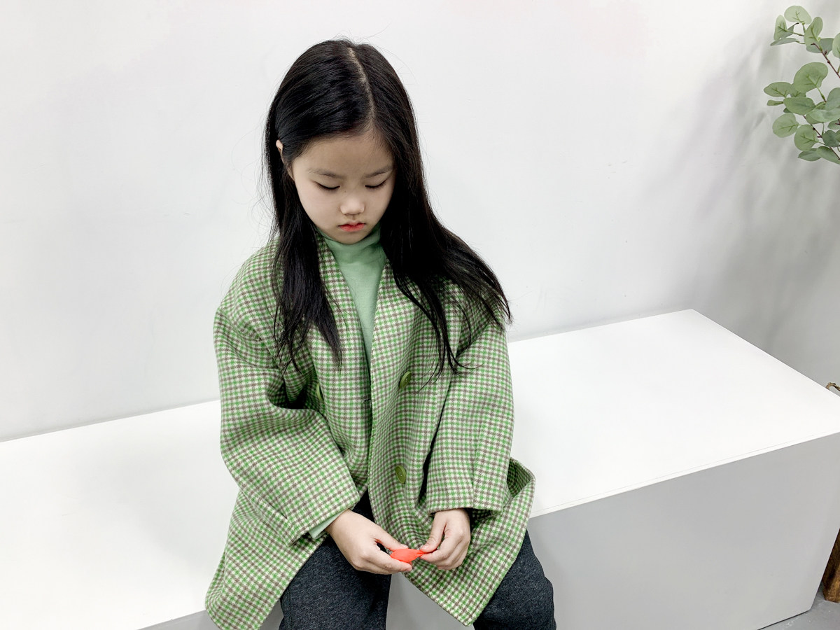 sweetcity child pint 20 winter girl cavity tuning retro windy green gog wool double face, handmade coat