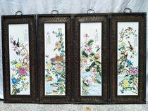 Jingdezhen ceramic porcelain plate painting hanging screen four screens antique old flower and bird decoration mural living room study decoration