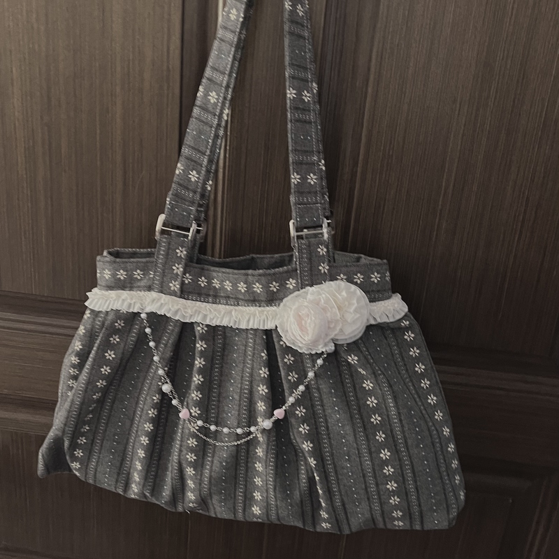 【Xinyi】Restock of Japanese-Style Retro Gray Artistic Striped Niche Design Vintage Shoulder Bag
