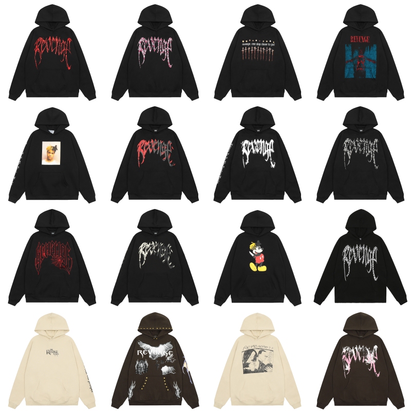 American-Style Revenge Skull Fleece Hoodie for Men ins High Street Hoodie for Women Couple Tops Autumn and Winter