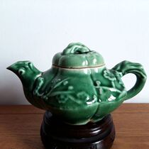 Shenao 1970s state-run Jun Porcelain Factory handmade coal-fired old color porcelain plum branch type teapot teapot tea set old objects collection