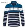 Hồng y nam thương hiệu mùa thu dài tay áo thun cotton rộng kích thước ve áo POLO kinh doanh áo sọc active shirt