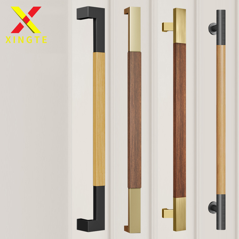 Chinese style door handle glass door handle walnut solid wood aluminum alloy door handle custom stainless steel handle