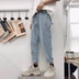 Mùa xuân 2019 mới quần jeans xanh nhạt phiên bản Hàn Quốc của xu hướng quần ống suông thẳng thương hiệu quần áo nam hoang dã - Quần jean quần áo nam đẹp Quần jean