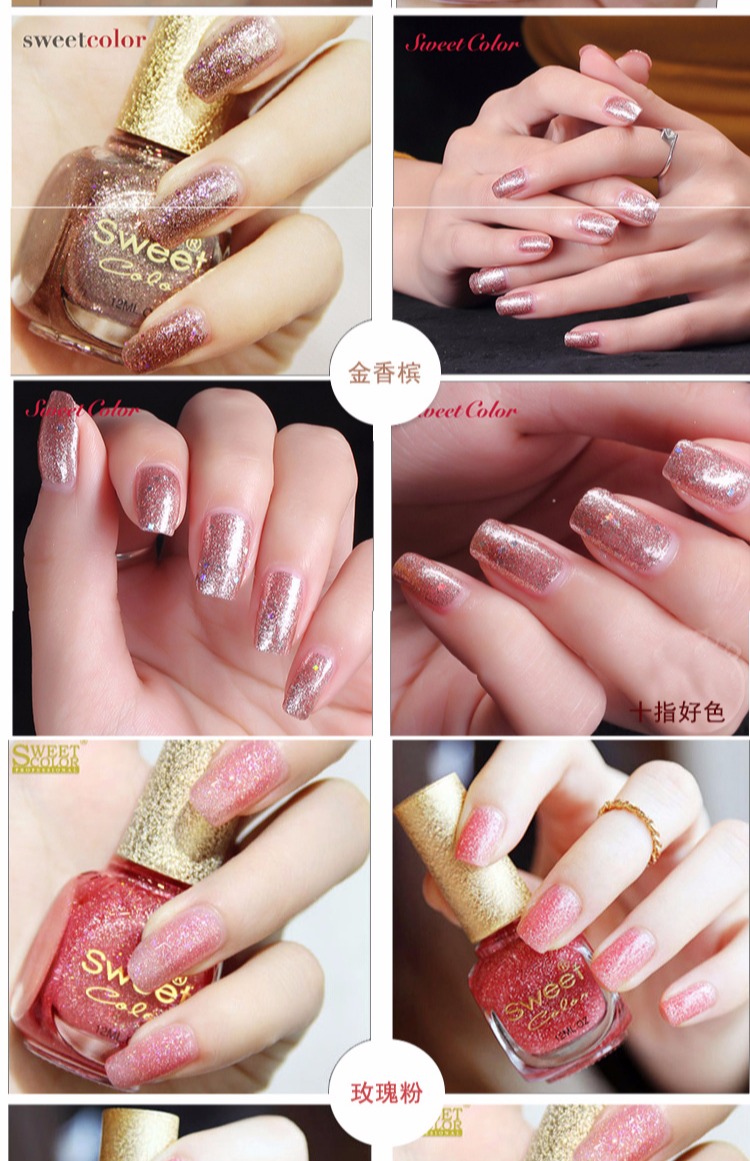 SweetColor thân thiện với môi trường không độc hại đậu đỏ sơn móng tay không thấm nước không phai màu hồng trắng lâu dài trong suốt - Sơn móng tay / Móng tay và móng chân màu móng tay đẹp