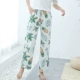 Quần pyjama của phụ nữ mùa xuân và mùa hè quần vải cotton tinh khiết ở nhà cho phụ nữ mặc nhà bình thường rộng rãi và thoải mái bộ đồ ngủ cotton mùa thu có thể được mặc bên ngoài - Quần tây