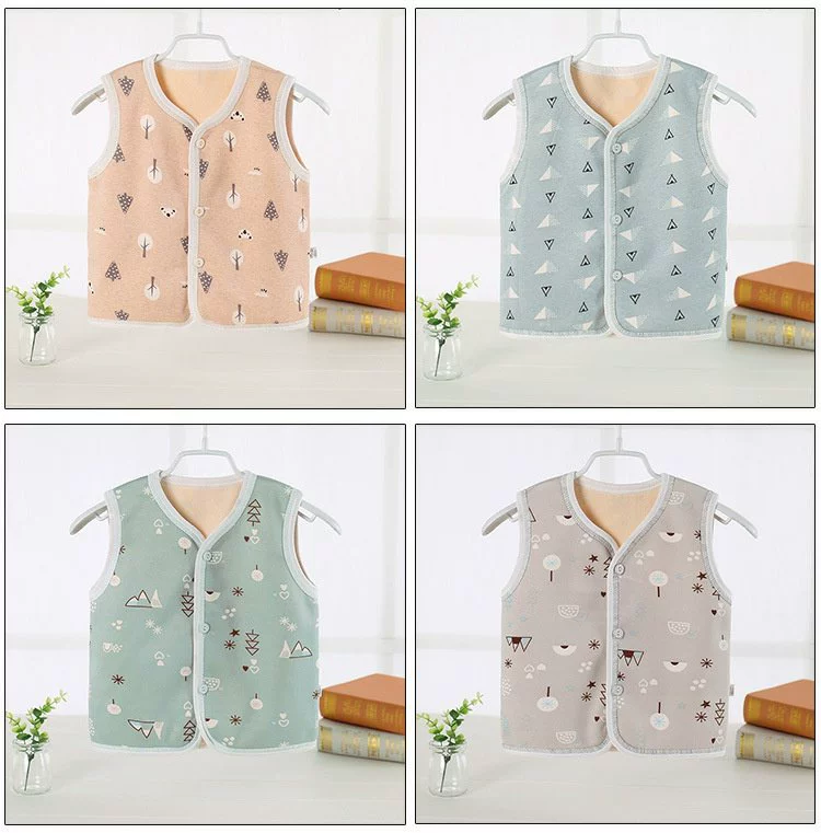 Áo ấm cho bé mùa xuân và mùa thu 0-1 cho bé Áo vest cotton cho bé sơ sinh 2 mùa thu và áo vest mùa đông vai 3 tuổi 4