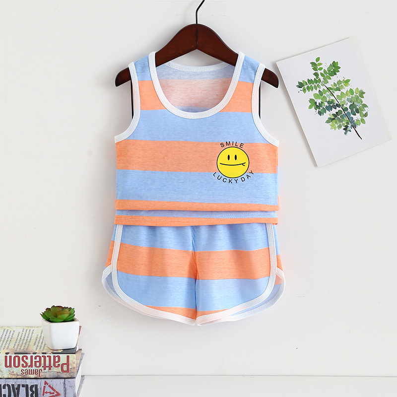 Summer Children Baby Vest Suit 2 Children Sports 3 Summer Pure Cotton Thin shorts T-shirt Two sets 1-5 years old