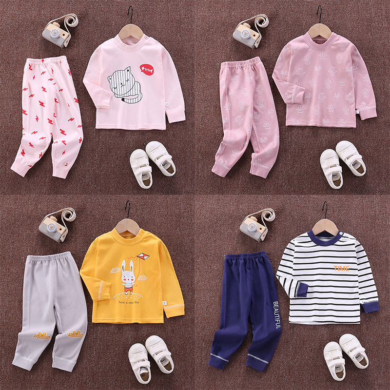2020 new children's underwear sets pure 0 cotton spring autumn baby thin section 1 beginner baby autumn clothes sanitary pants 3-5 years 6