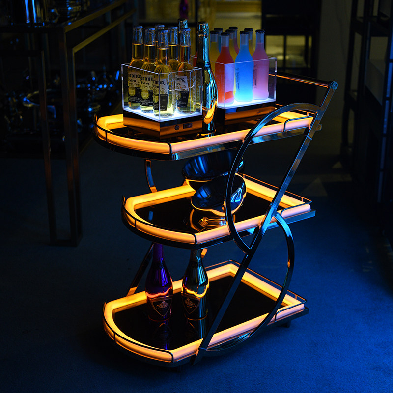 Bar Luminous Wine Waterwheel Cart Bar Luminous Wine Water Tanker Red Wine Mobile Service Delivery Dining Car KTV Wine Water Car