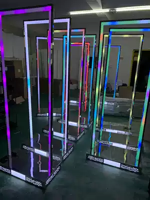 Bar luminous dance table Stainless steel door frame point stage LED symphony remote control four-dimensional stainless steel frame stage
