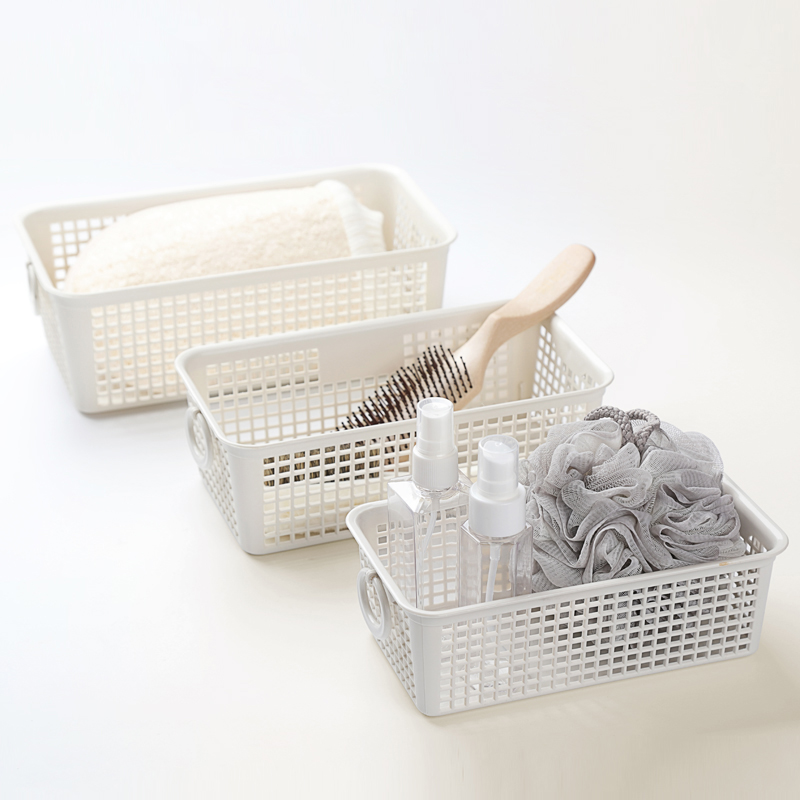 Desktop double ear basket basket debris collection basket office stationery packing basket plastic rectangular hollow collection basket
