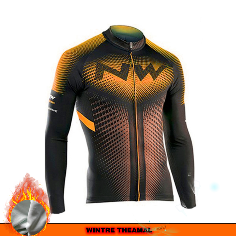 NW autumn and winter fleece cycling clothing long-sleeved suit men's warm mountain bike elastic high-end close-fitting clothing