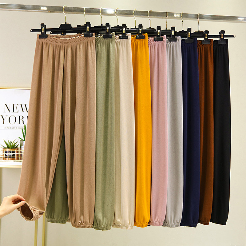 Thin section high waist drape trousers cool trousers women's summer ice silk lantern trousers radish trousers loose adult anti-mosquito trousers