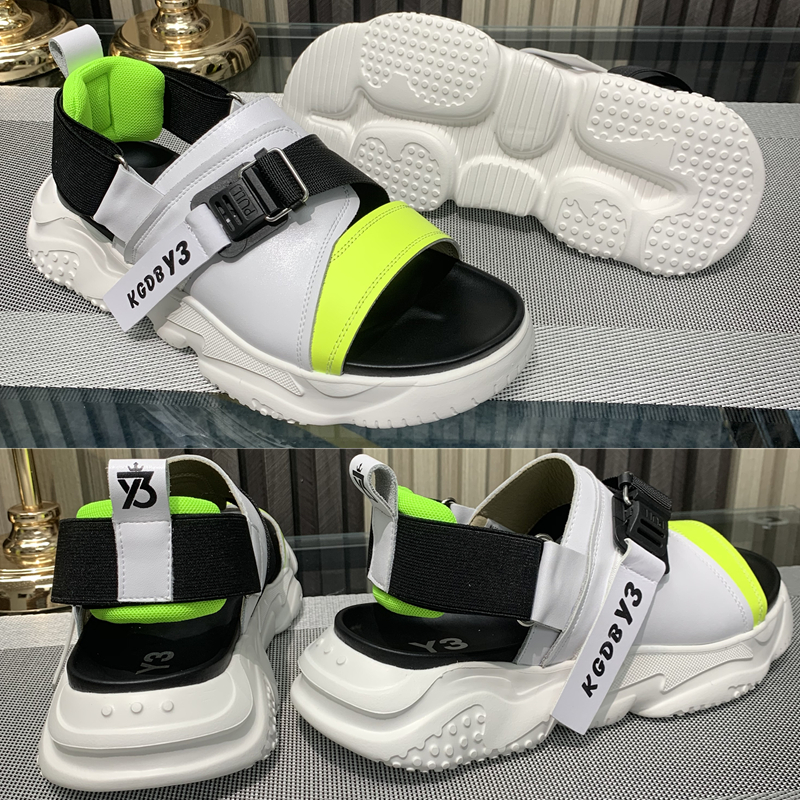 y3 sandals men's summer outwear genuine leather thick bottom Roman slippers KGDBY3 light sport casual beach shoe surges