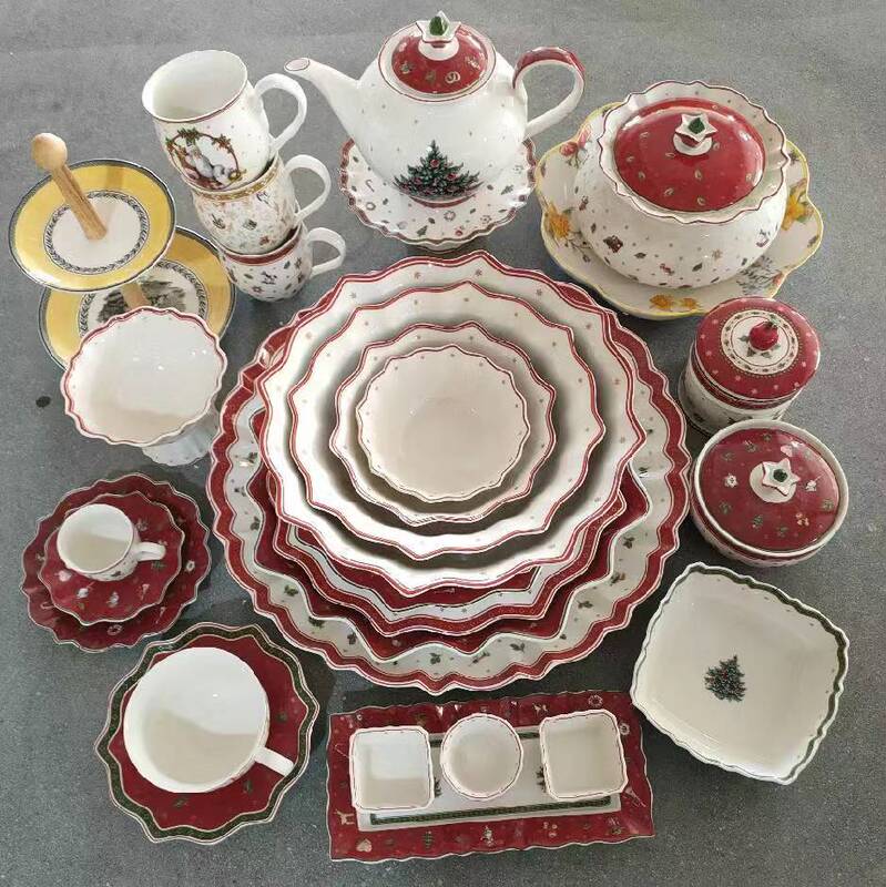 German Villeroy & Boch Christmas Ceramic Tableware Plates Soup Bowls Storage Jars Cups Bowls with Minor Flaws German Villeroy & Boch Christmas Ceramic Tableware Plates Soup Bowls Storage Jars Cups Bowls with Minor Flaws