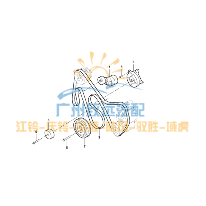 Подходящий ремень вентилятора двигателя для Jiangling Transit V348 Yusheng Yuhu S350, ремень кондиционера, усилитель насоса кондиционера