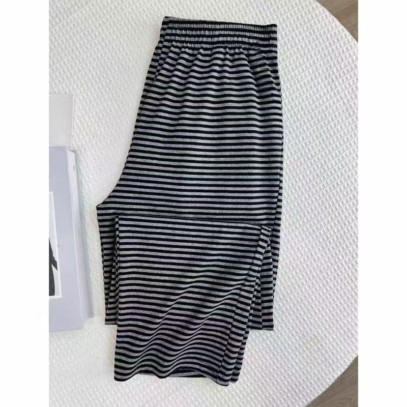 Plus Size 1.0-150kg Striped Casual Pajama Pants for Spring and Summer, New Women's Home Pants, Loose and Slimming Walking Pants