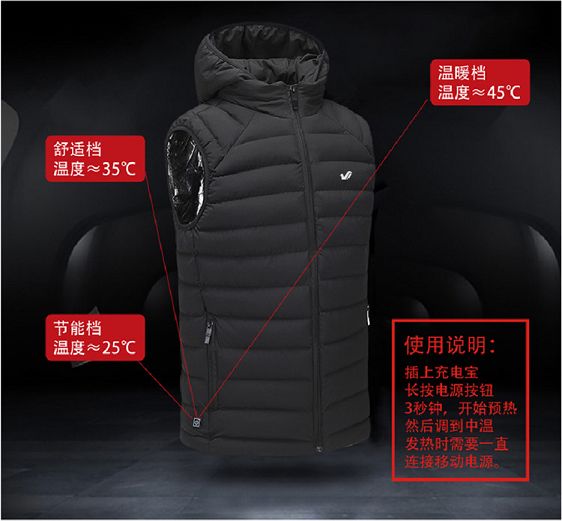 Rich chim thông minh sưởi ấm vest nam phiên bản Hàn Quốc của kiểm soát nhiệt độ vest sưởi xuống áo khoác điện bông quần áo sạc áo khoác vest trung niên