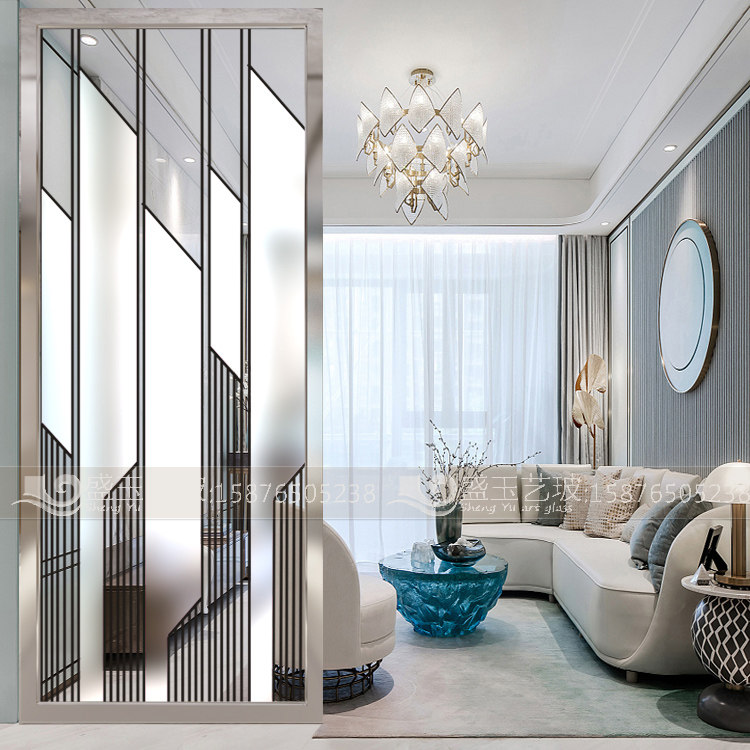 Simple modern living room screen glass Bedroom decoration Entrance Light luxury small apartment Foyer occlusion double-sided partition wall