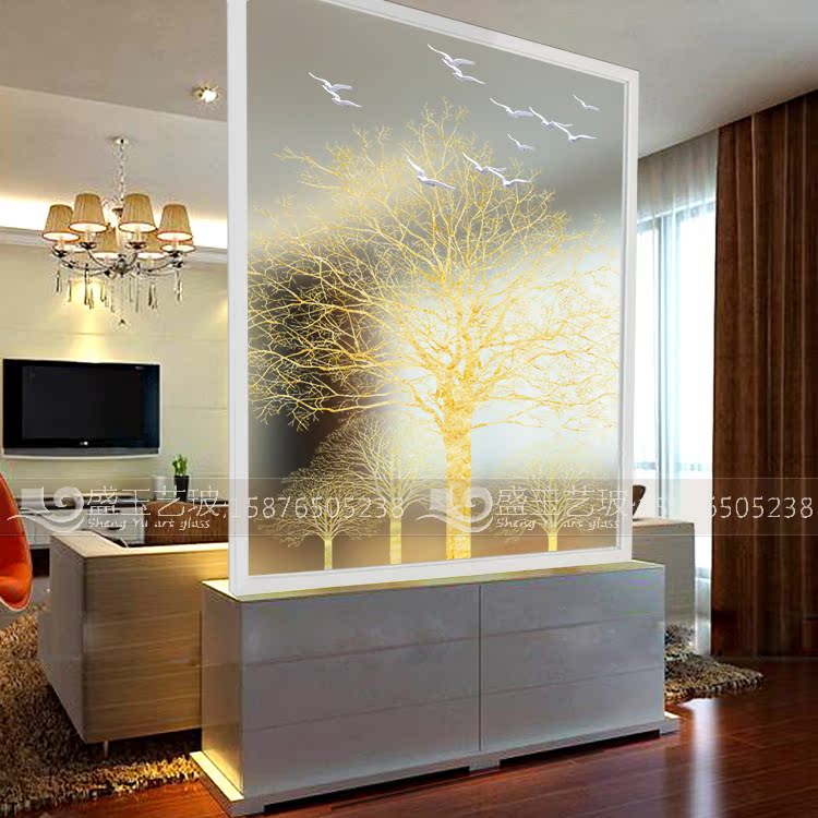 Modern minimalist art glass living room screen partition decoration Kitchen entrance cabinet Light luxury small apartment customization