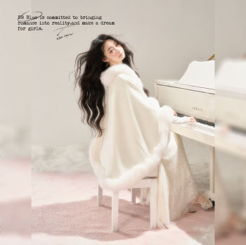 Bb blue/chu xue life cloak/white moonlight real fox fur lazy atmosphere thickened cloak jacket for women