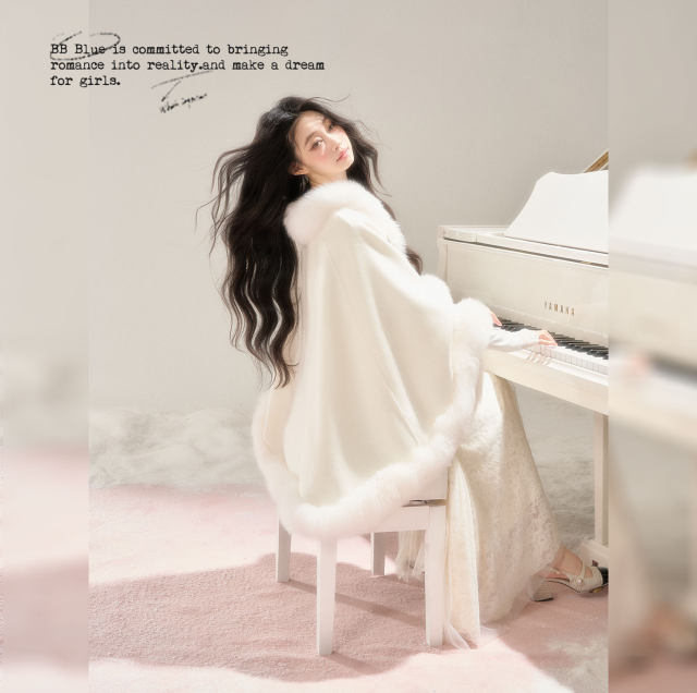 BB BLUE/Chu Xue Life Cloak/White Moonlight Real Fox Fur Lazy Atmosphere Thickened Cloak Jacket for Women