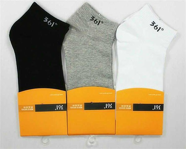 5 pairs of 361 socks men's sports socks white pure cotton medium - sized stockings anti - odor - absorbing moisture - absorbing row