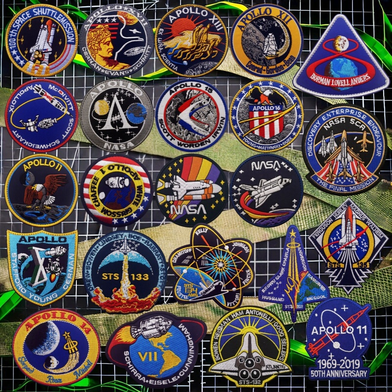 Nasa Embroidered Badge Apollo Program Velcro Armband Clothing DIY Sewing Patch