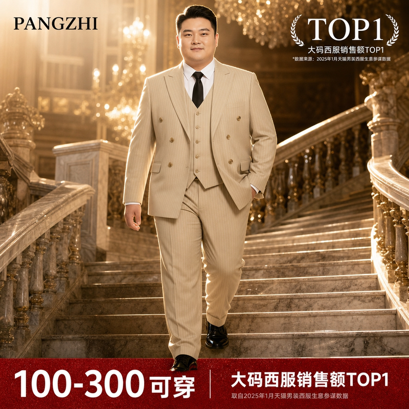 Large Size Double-Breasted Suit Men's Suit Khaki High-End Business Formal Wear Wedding Groom's Suit Jacket Large Size Double-Breasted Suit Men's Suit Khaki High-End Business Formal Wear Wedding Groom's Suit Jacket