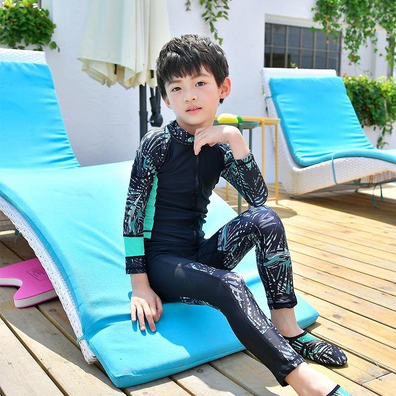 Boys' Two-piece Long Sleeve Swimsuit Trousers Zipper Wetsuit
