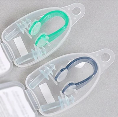 High - end round box silicone earplug nose clamp waterproof noise - proof pen and earplug snorkel ear