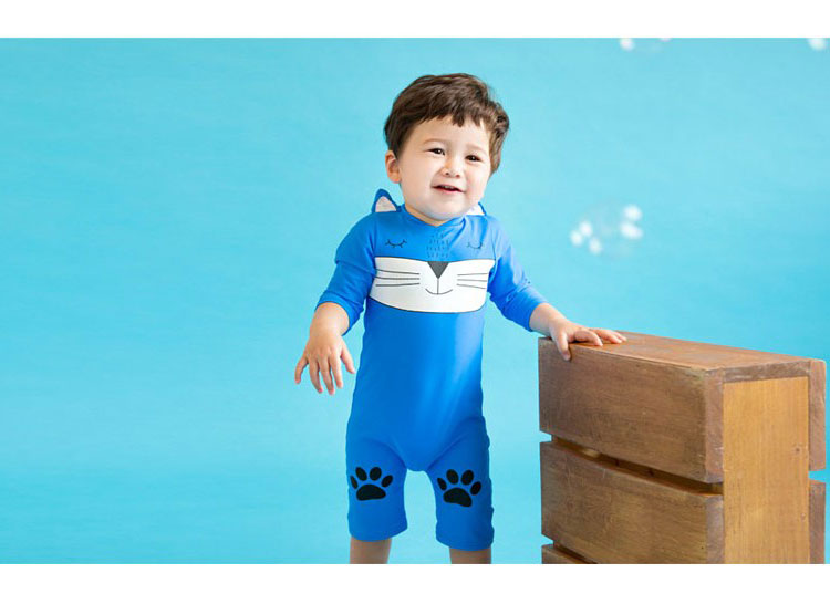 Đồ bơi trẻ em một mảnh của trẻ em Hàn Quốc cô gái bé gái bé trai dễ thương hoạt hình áo tắm dài tay chống nắng - Bộ đồ bơi của Kid quần bơi bé trai