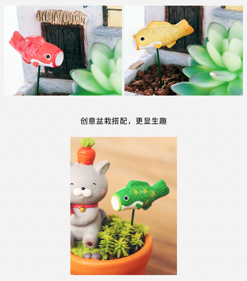Zakka cờ sáng tạo chèn hoa trang trí nhà mọng nước làm vườn vi cảnh dễ thương phim hoạt hình nhỏ đồ trang trí - Trang trí nội thất shop bán đồ dcor bàn học