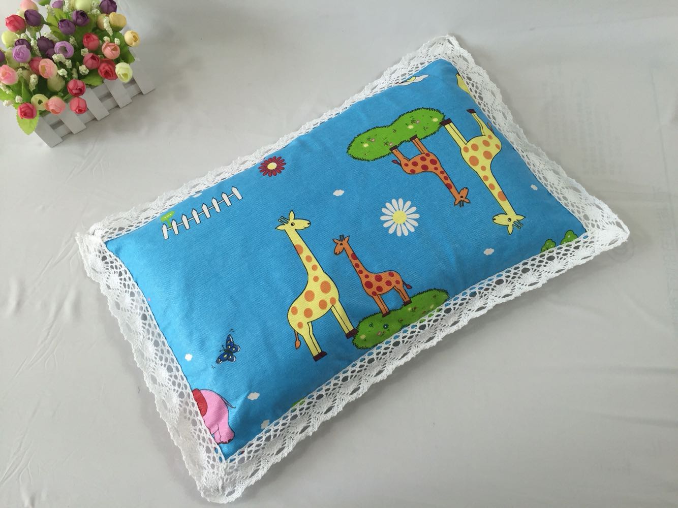 Áo gối trẻ em cotton thô vải mùa hè vải mát mẻ phim hoạt hình lợn Peiqi dây kéo bé mẫu giáo 30 50 gối nước
