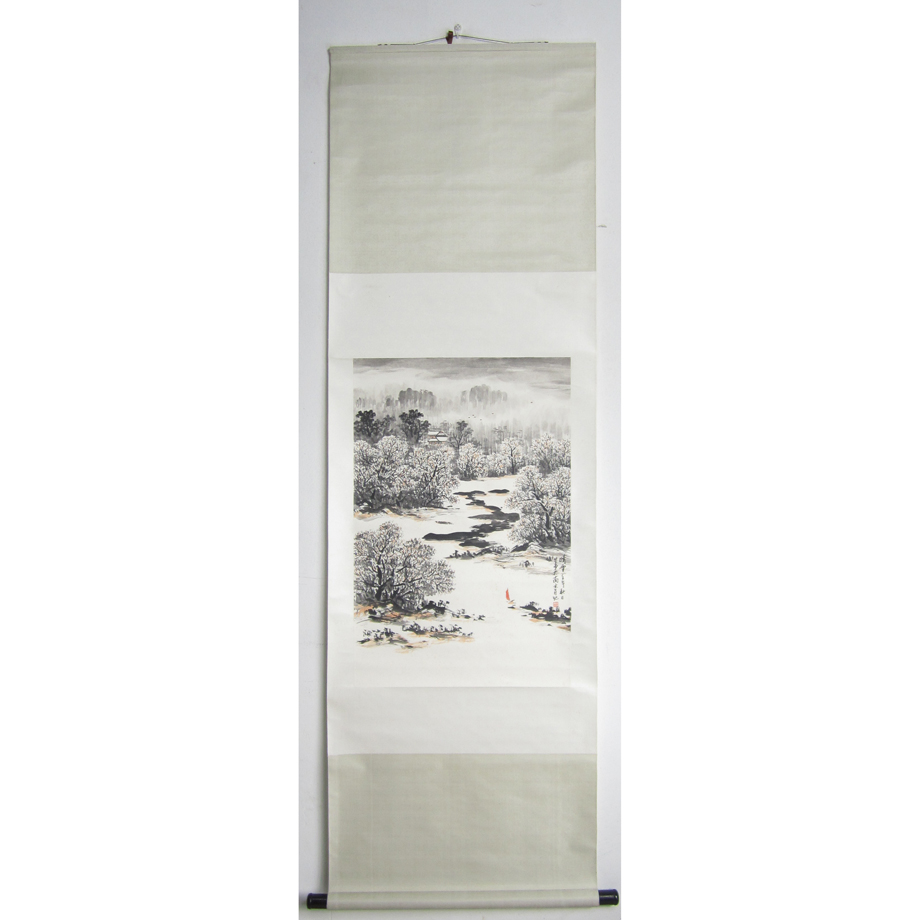 Yu Shan Pictorial Deceased Parent Lu Xing Tang Paper This Snow View Picture Hanging Shaft Tea Room Bookhouse Manuscript Country Painting Real Traces Collection