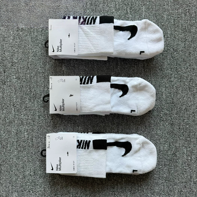 Wenwen Genuine Nike Men's and Women's Two-Pair Pack Towel-Soled Sports Mid-Length Socks Sx7556-100