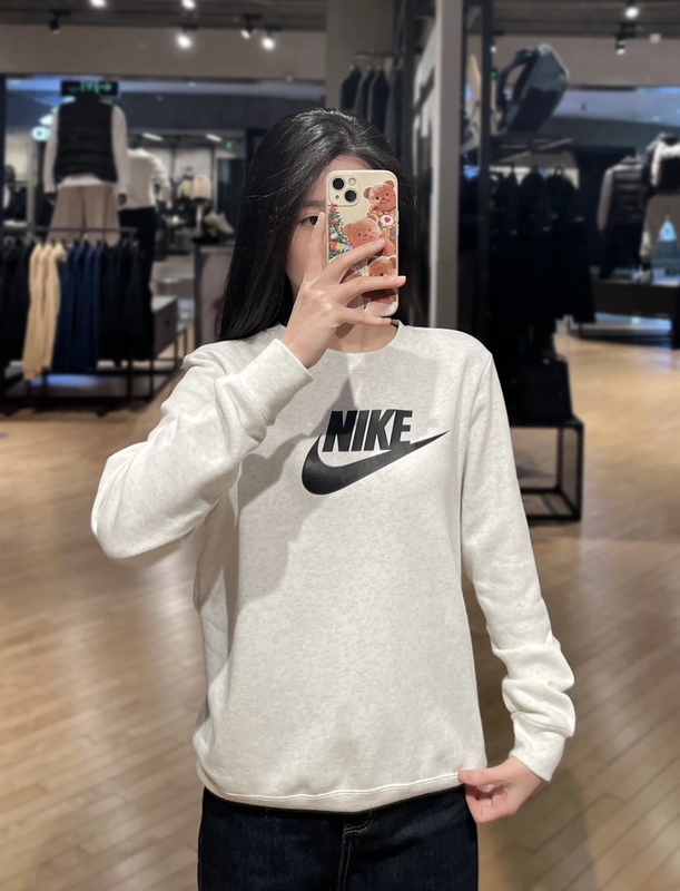 Wenwen Genuine Nike Women's New Comfortable Thin Fleece Crew Neck Pullover Sports Sweatshirt Dq5833-051